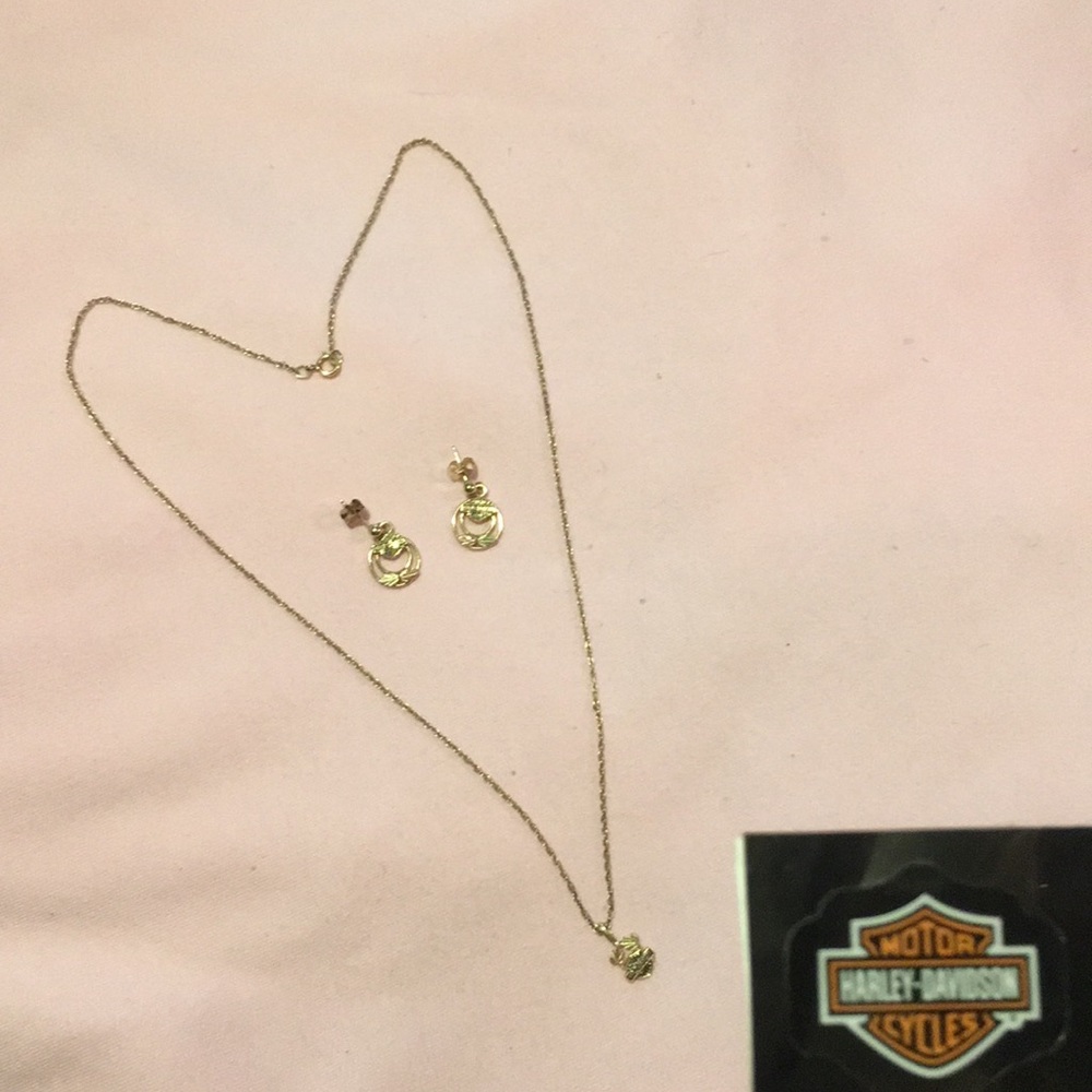 Harley Davidson 10kt necklace and earrings